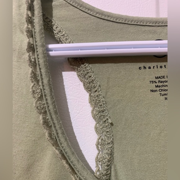 🍒2/$15🍒  Charlotte Russe Scallop Edge Sage Green Racerback Tank Top - Picture 5 of 5